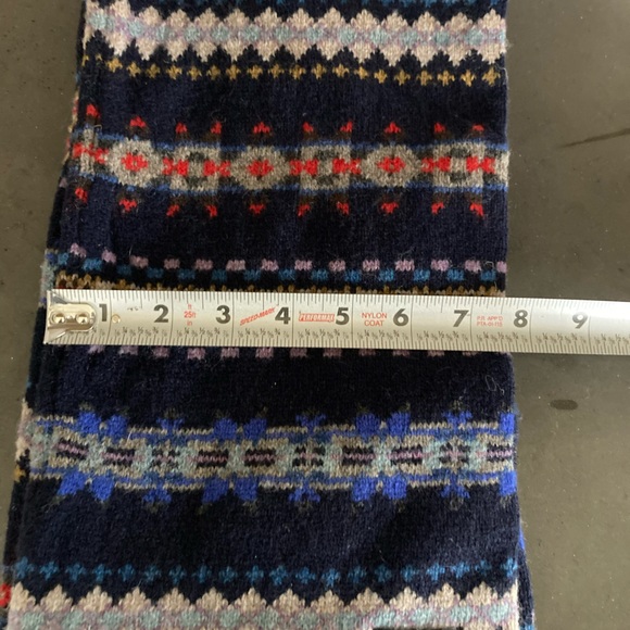 J Crew Fairisle Printed Striped Winter Scarf Blue Fair Isle Pattern Unisex - Picture 4 of 5